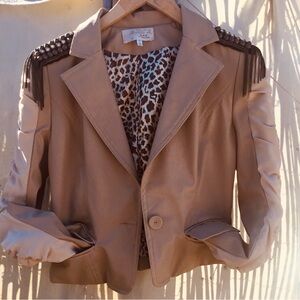 Banana Tan Jacket with Leopard Lining